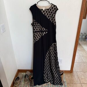 Chico’s Black and Tan Polka Dot Maxi Dress